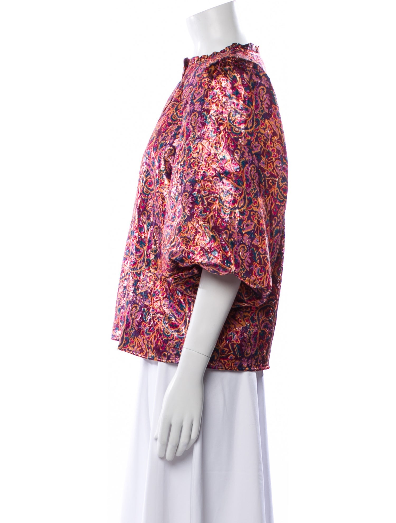 Sézane Floral Print Mock Neck Blouse